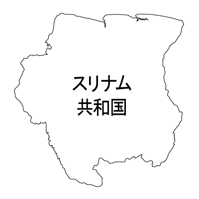 スリナム共和国無料フリーイラスト｜漢字(白)